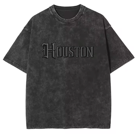 Houston "H" Blackout Tee - Vintage Washed Grey