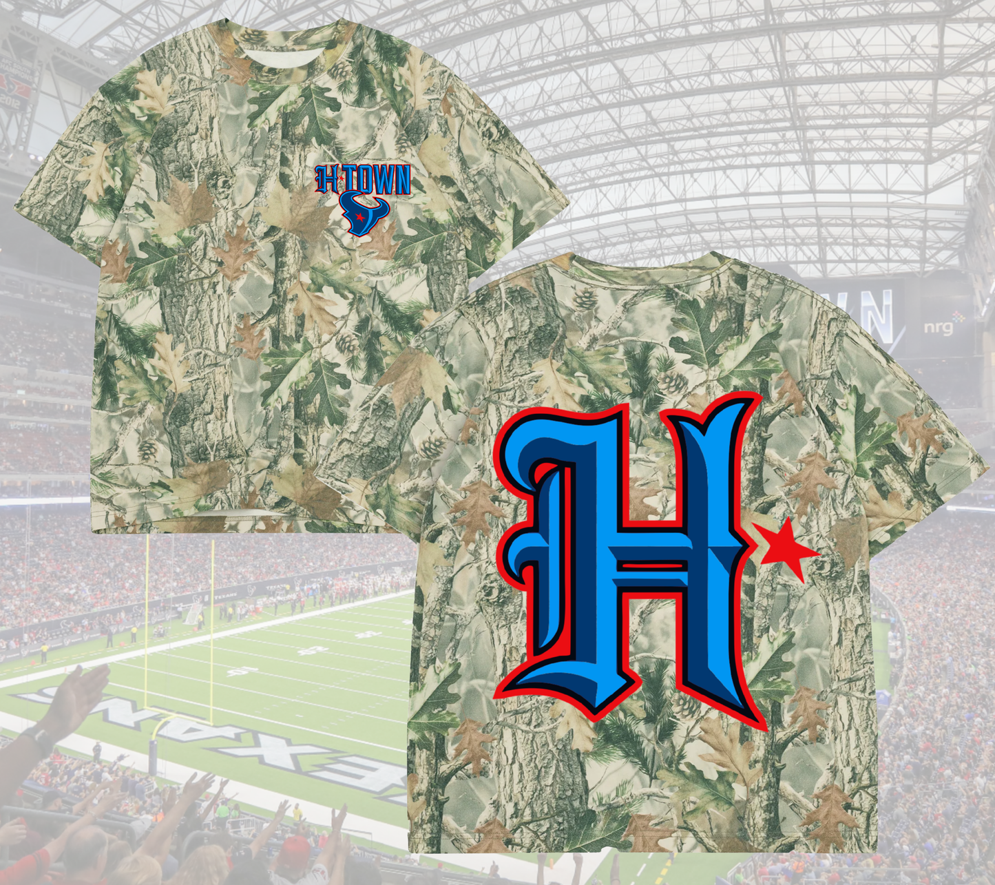 Houston Texans Blue H-Town Camo Tee