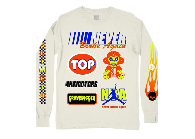 Never Broke Again Racing Long Sleeve Tee - White