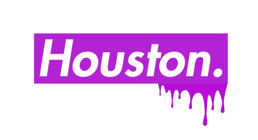 Houston Box Logo - Purple Drip Tee & Sticker