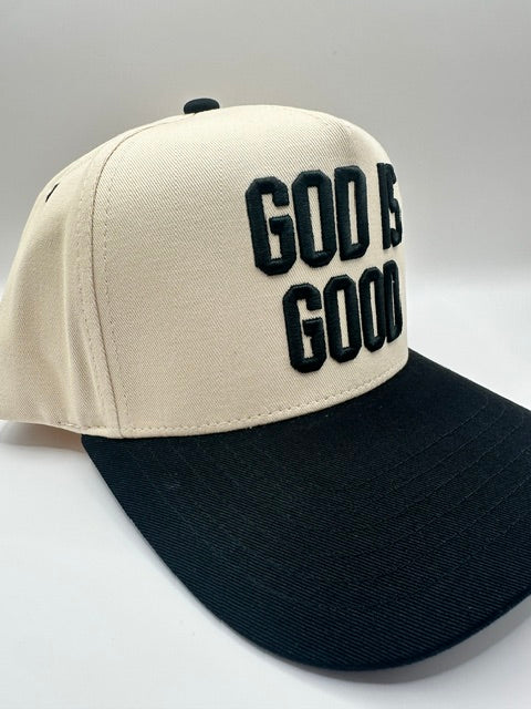 God Is Good Snapback Puff Print - Black