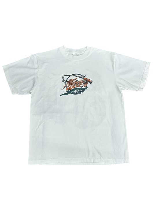 Faded World Fishing Garment-Dyed Crewneck - White