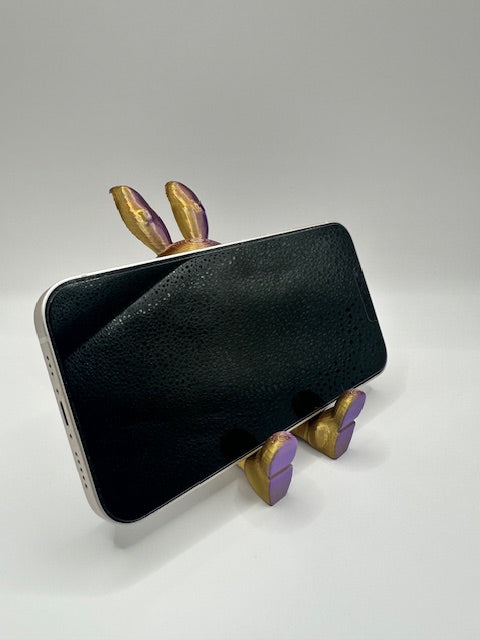 Custom 3D Printed Rabbit X Phone Holder - Purple Gold