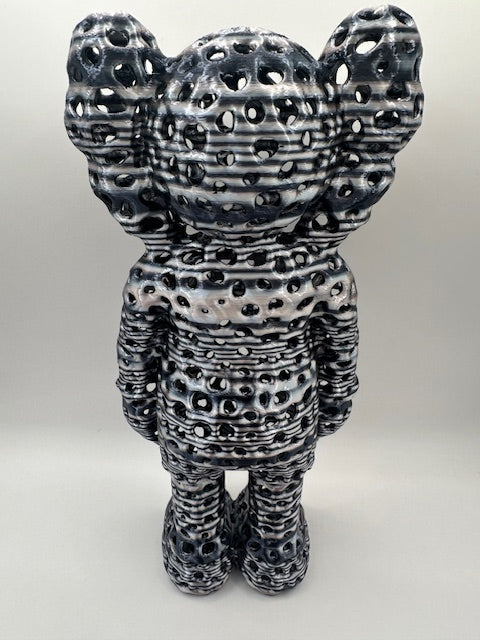 Custom 3D Printed Kaws Large - Hollow Black Silver