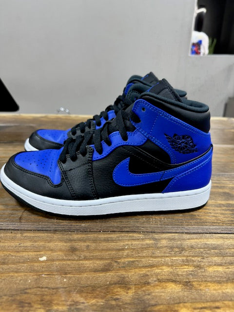 Jordan 1 Mid Hyper Royal Tumbled Leather - Size 8 (Pre-Owned - No Box)