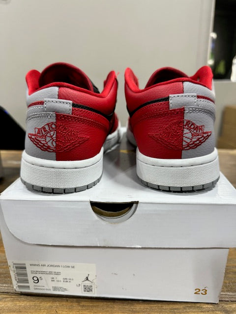 Jordan 1 Low SE Homage Split Gym Red Cement Grey (W) - Size 9.5W (Pre-Owned)