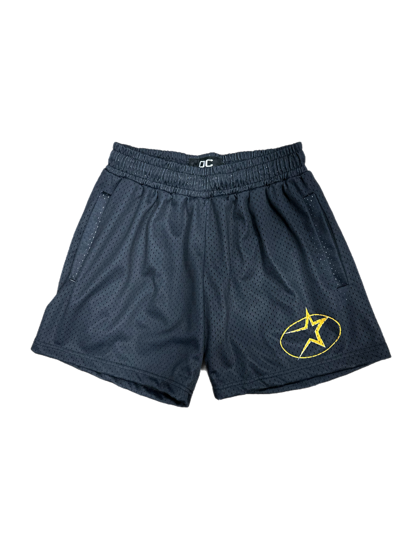 Ourselves Clothing - Black Mesh Shorts - Gold Open Star