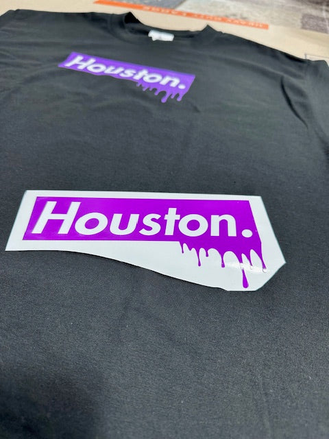 Houston Box Logo - Purple Drip Tee & Sticker