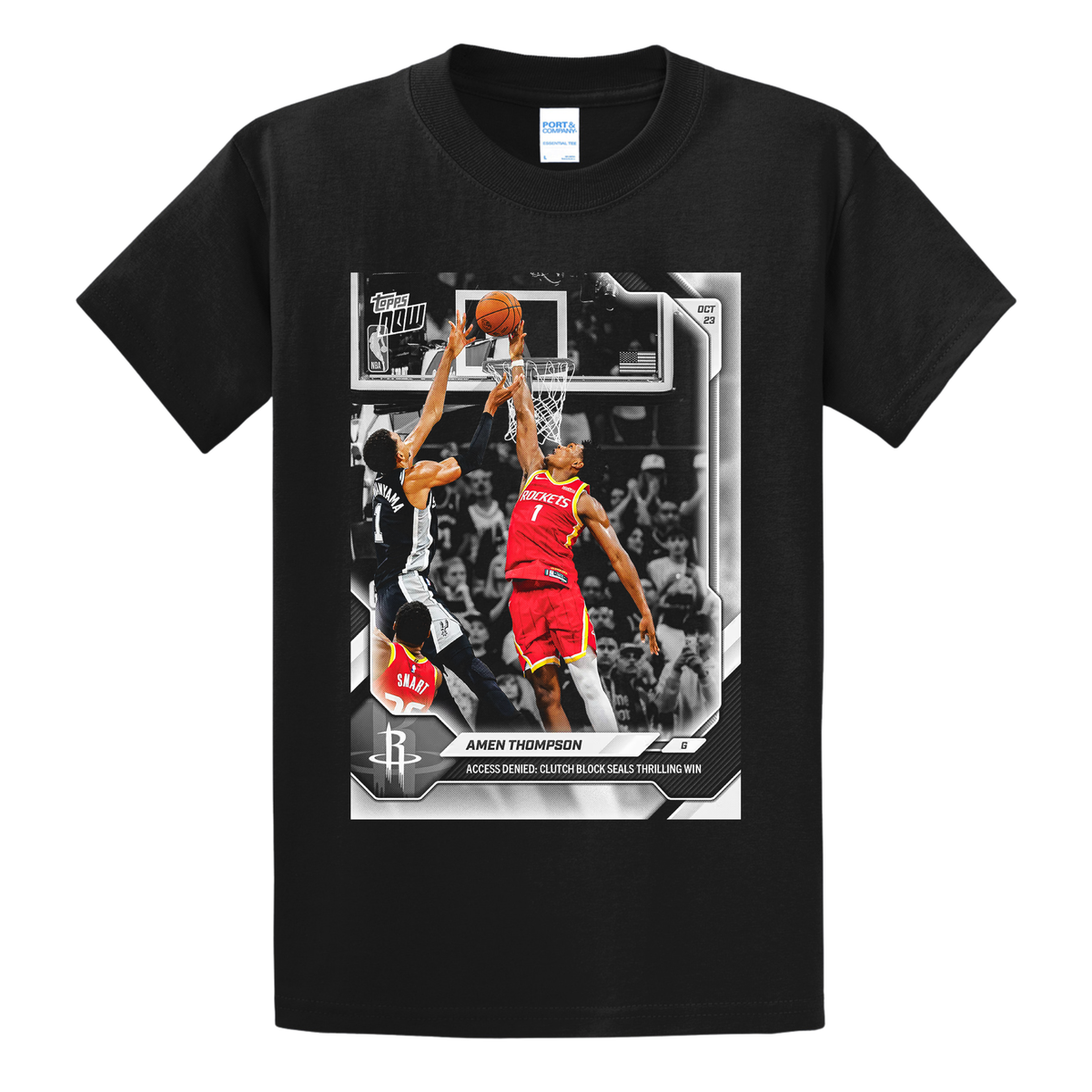 Houston Rockets Amen Thompson Blocks Wemby - 2026-27 NBA Topps NOW Tee