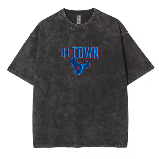 Houston Texans Blue H-Town Vintage Grey Tee (Kids)