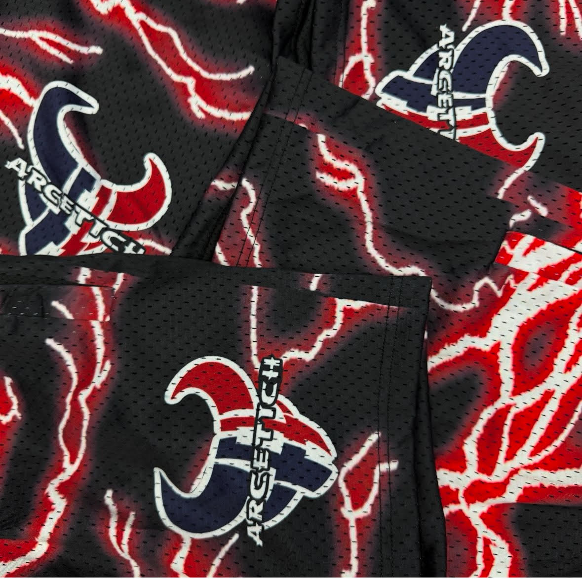 Arcetich Texans Lighting Mesh Shorts - Black