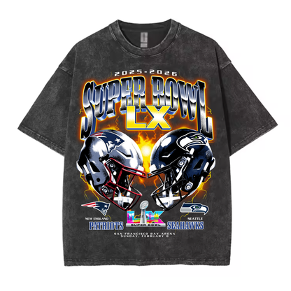 Super Bowl LX - Seahawks Vs Patriots - Premium Streetwear Tee - Ships Same Day