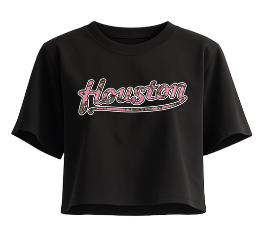 Houston Pink Camo Crop Top