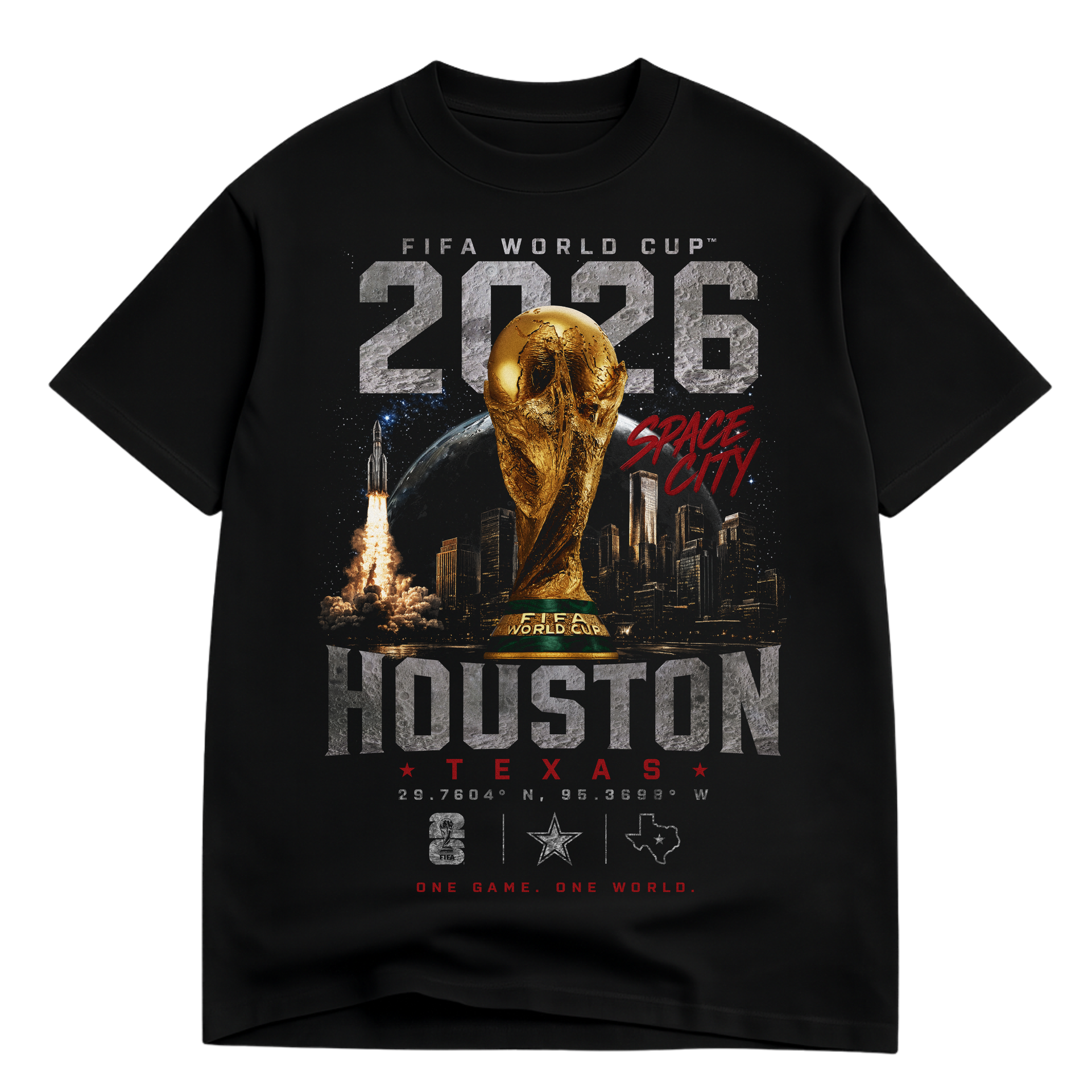 FIFA World Cup 2026 ヒューストン限定Tシャツ HOUSTON Houston - 2026 FIFA World Cup Graphic Tee - Adult Black – Sole'd