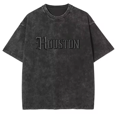 Houston "H" Blackout Tee - Vintage Washed Grey