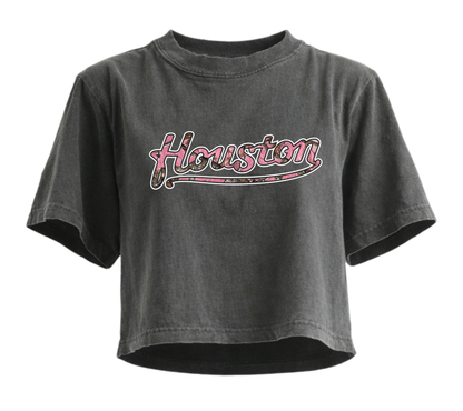 Houston Pink Camo Crop Top