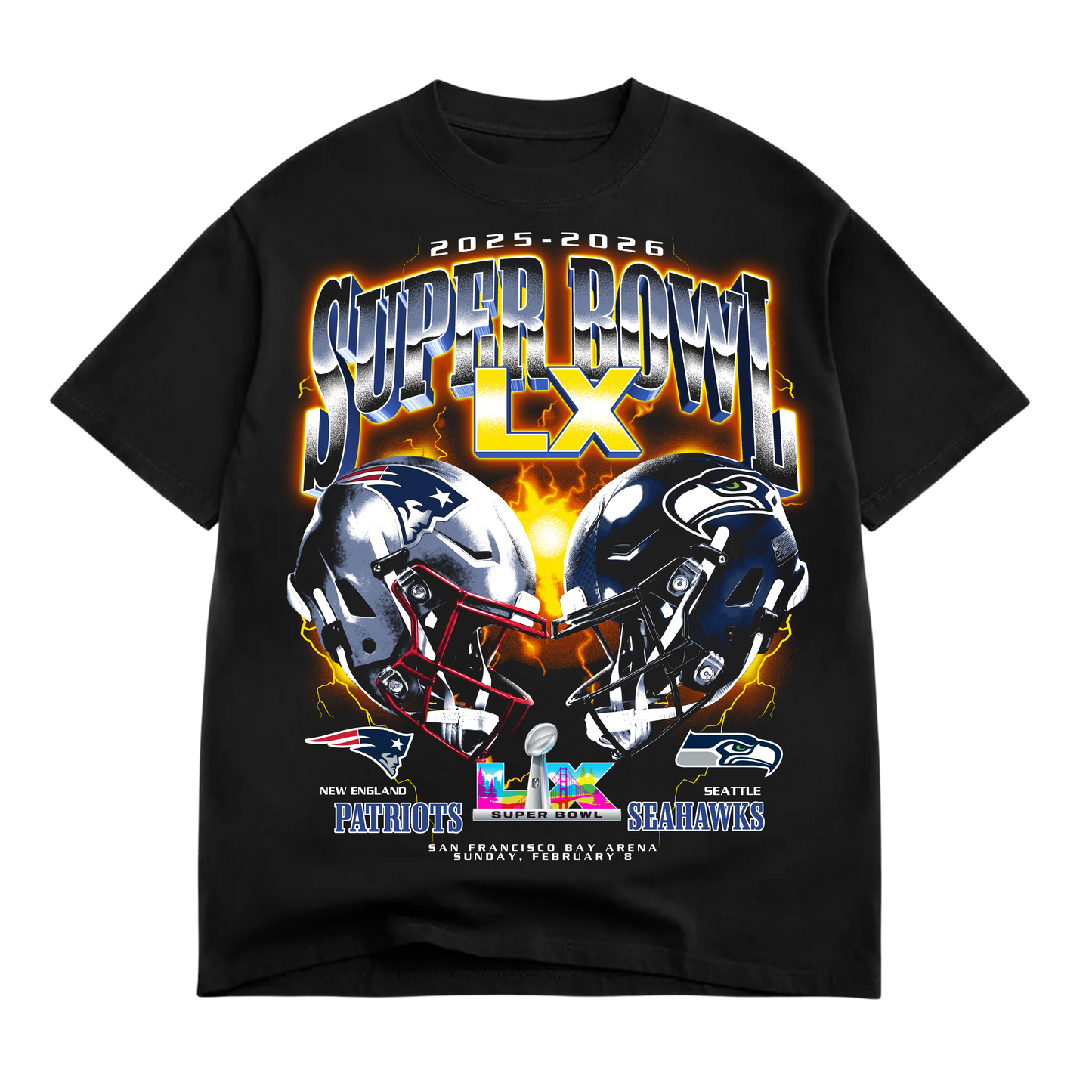 Super Bowl LX - Seahawks Vs Patriots - Premium Streetwear Tee - Ships Same Day
