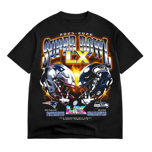 Super Bowl LX - Seahawks Vs Patriots - Premium Streetwear Tee - Ships Same Day