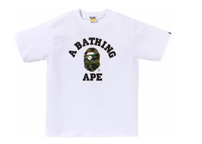 BAPE 1st Camo College Tee White