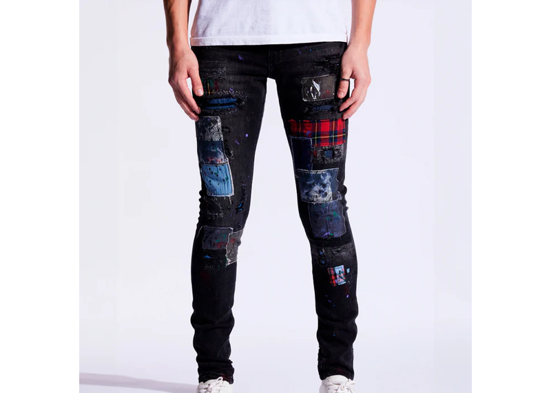 Embellish Patchwork Jeans