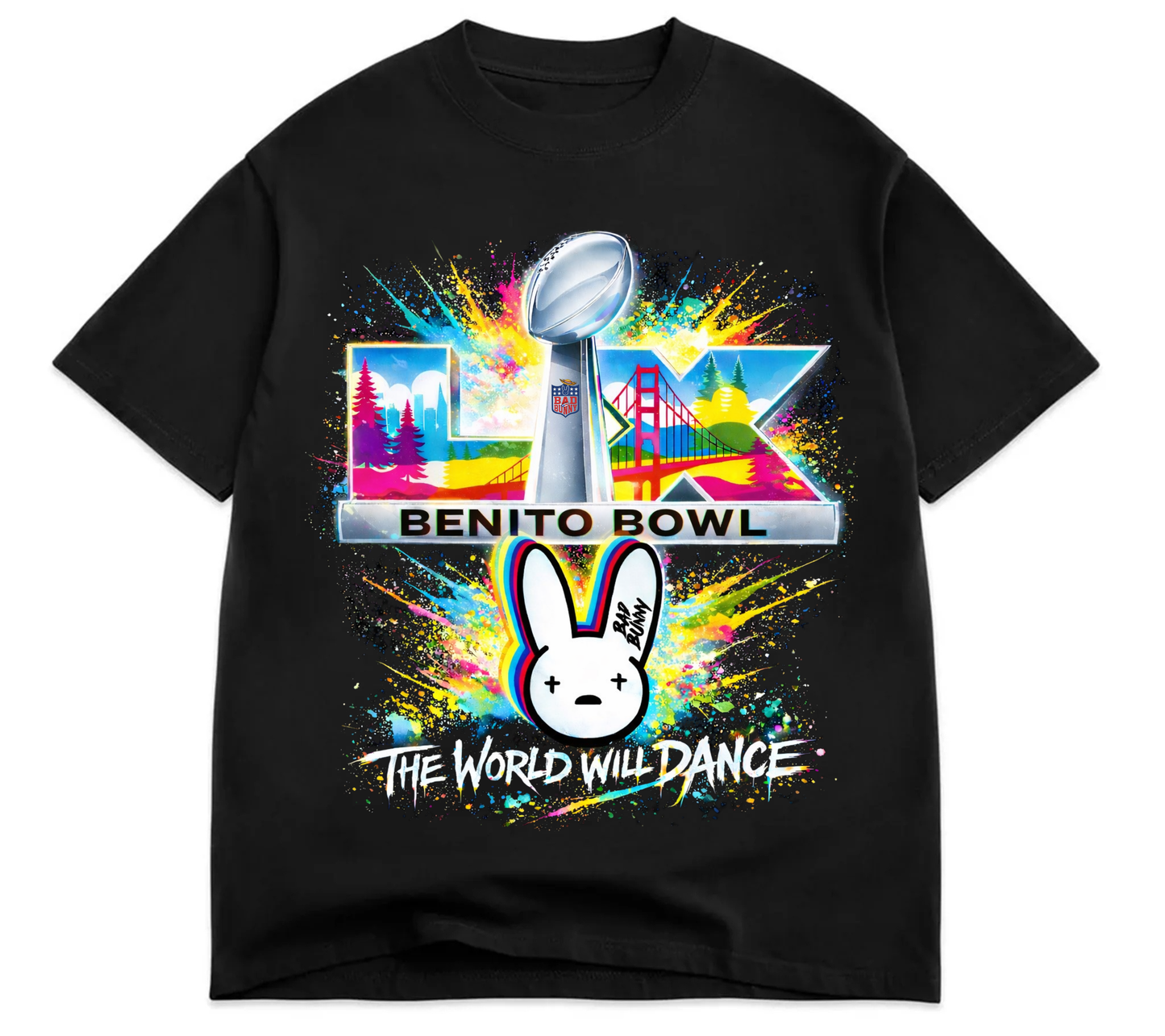 Bad Bunny X Benito Bowl (Super Bowl) Adult Shirt - Limo Black