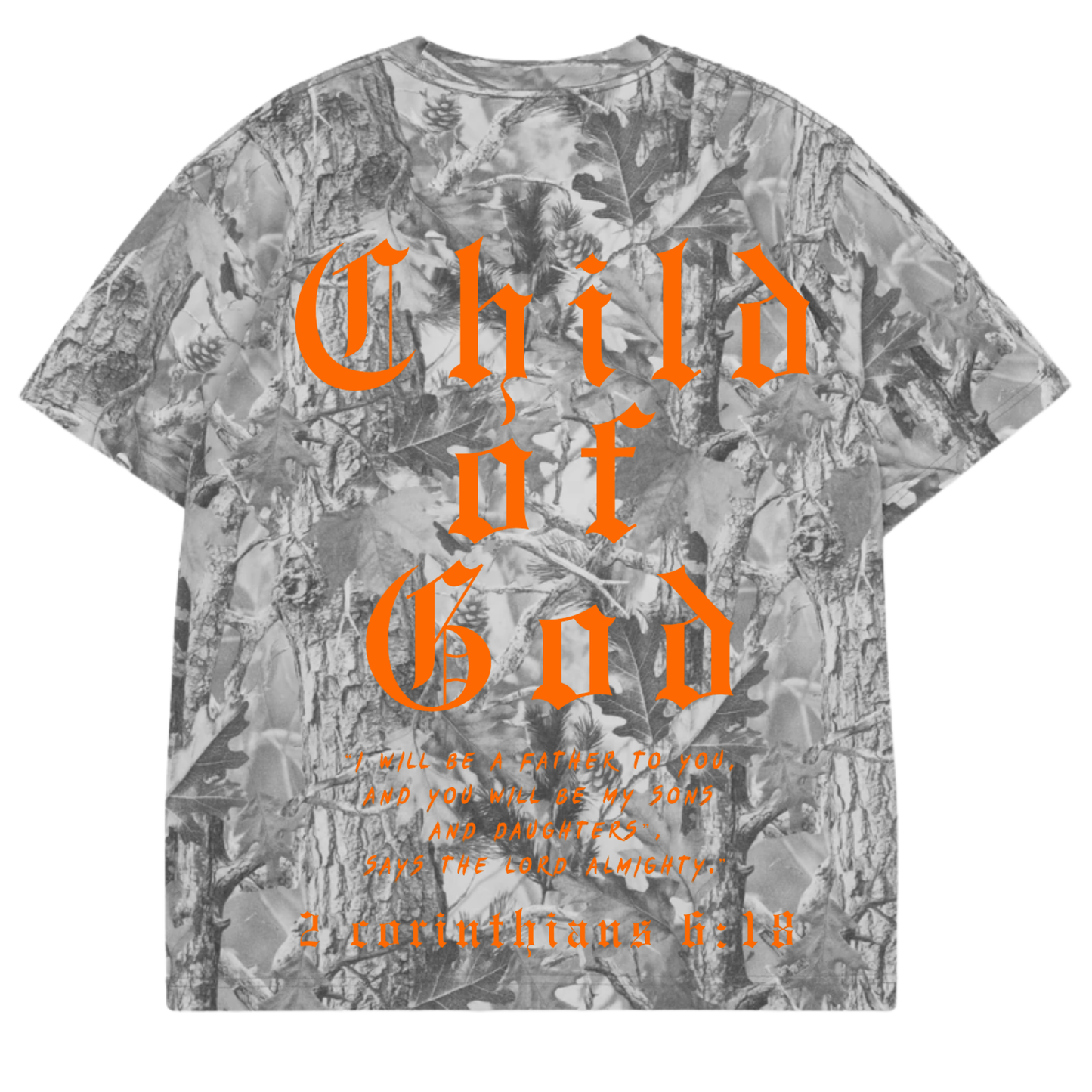Child of God - Vintage Grey Camo - Orange (Kids)