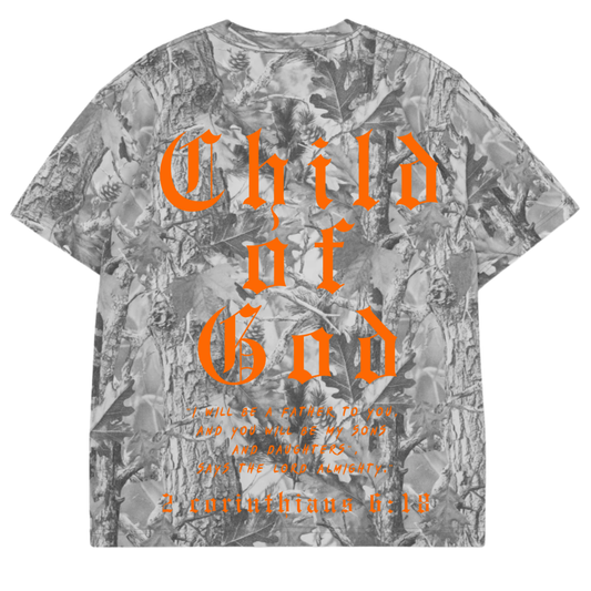 Child of God - Vintage Grey Camo - Orange (Kids)