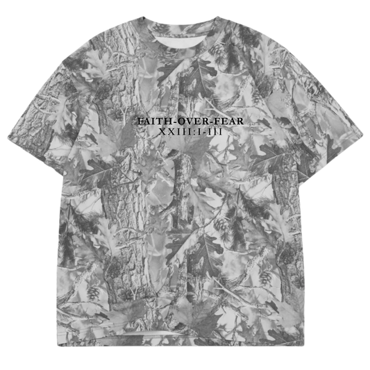 Faith Over Fear - Grey Camo - Black Font (Kids)