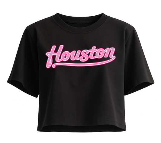 Pink Houston Crop Top - Black