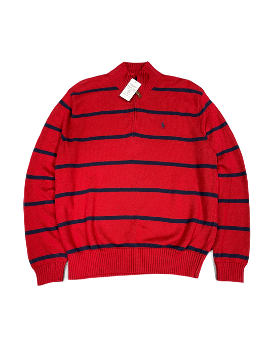 Polo Sweater (Red Blue Stripe)