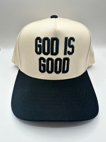 God Is Good Snapback Puff Print - Black