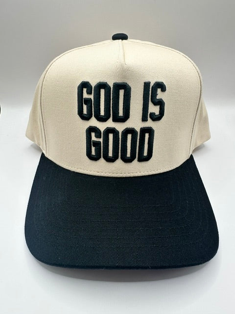 God Is Good Snapback Puff Print - Black