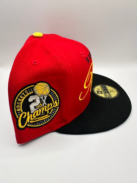 Houston Rockets Yellow Script 2X Champs - 7 5/8