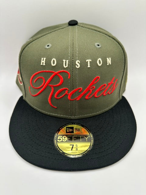 Houston Rockets Script - Olive Green/Black - 7 5/8
