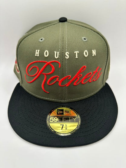 Houston Rockets Script - Olive Green/Black - 7 5/8