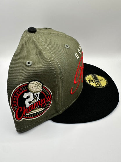 Houston Rockets Script - Olive Green/Black - 7 5/8