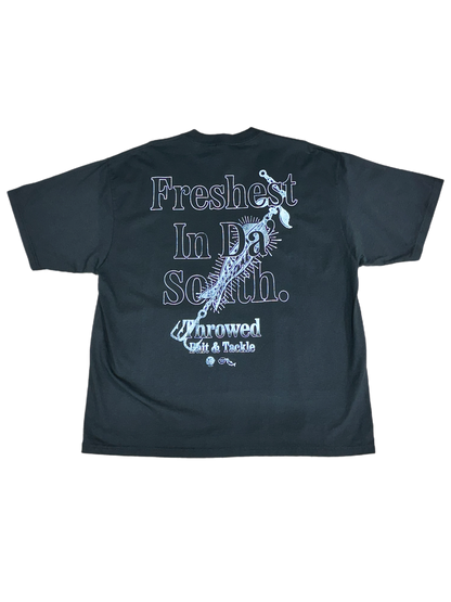 Throwed "Freshest In Da' South." White Bait Tee (Black Tee)