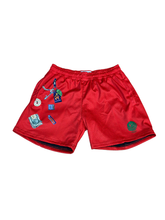 Everything Throwed Mesh Shorts (Red)