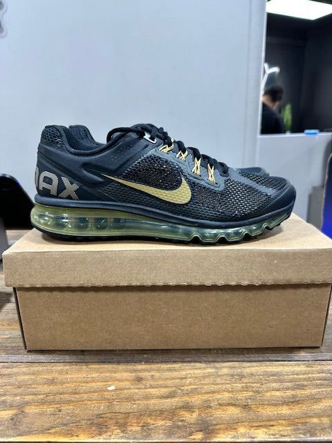 Nike Air Max 2013 Black Flat Gold - Size 11 (New - Replacement Box)