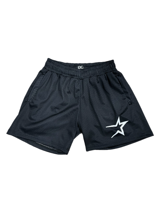 Ourselves Clothing - Black Broken Star Mesh Shorts