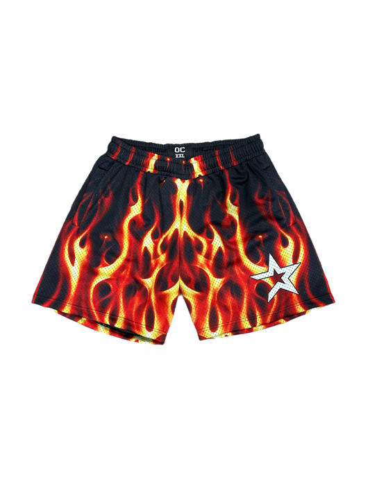 Ourselves Clothing - Flame Open Star Mesh Shorts