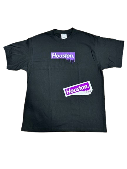 Houston Box Logo - Purple Drip Tee & Sticker