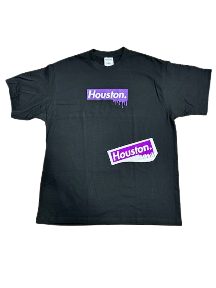 Houston Box Logo - Purple Drip Tee & Sticker