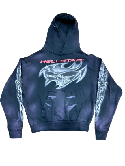 Hellstar Airbrushed Skull Hoodie - Black (Pre-Owned) Size Small