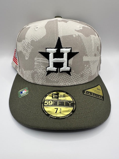 Houston Astros Light Camo American Flag Pre-Curved