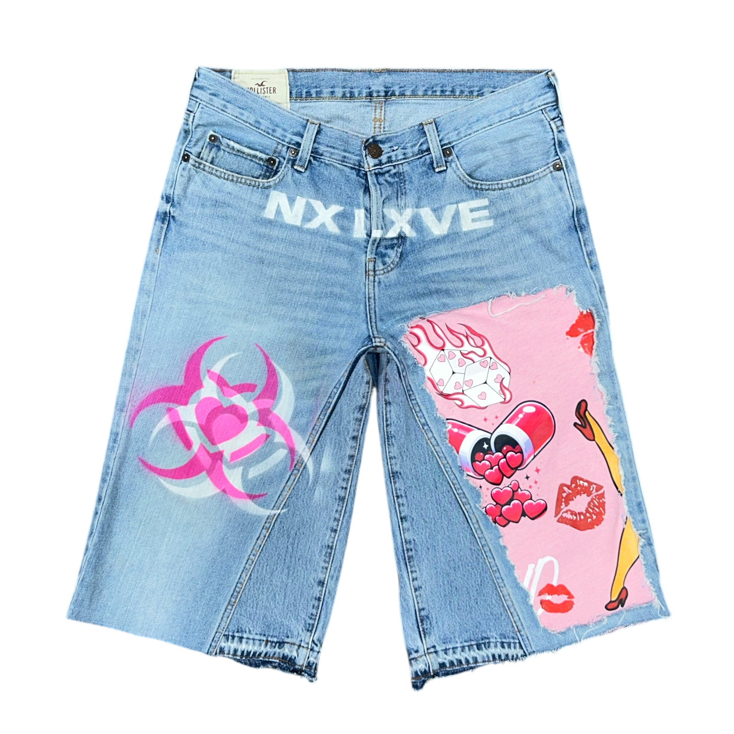 NX LXVE BAGGY JORTS (BETTY BOOP PATCH)