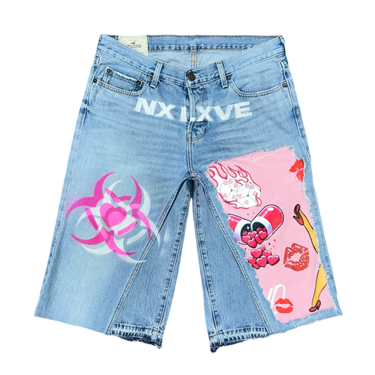 NX LXVE BAGGY JORTS (BETTY BOOP PATCH)