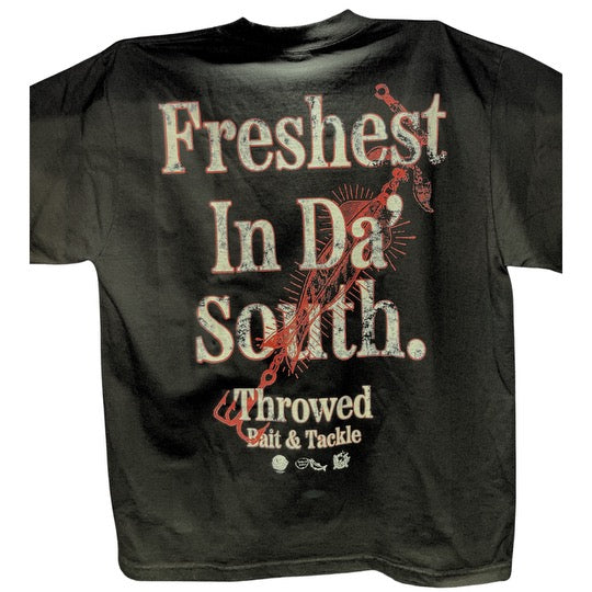 Throwed "Freshest In Da' South." Red Bait (Black Tee)