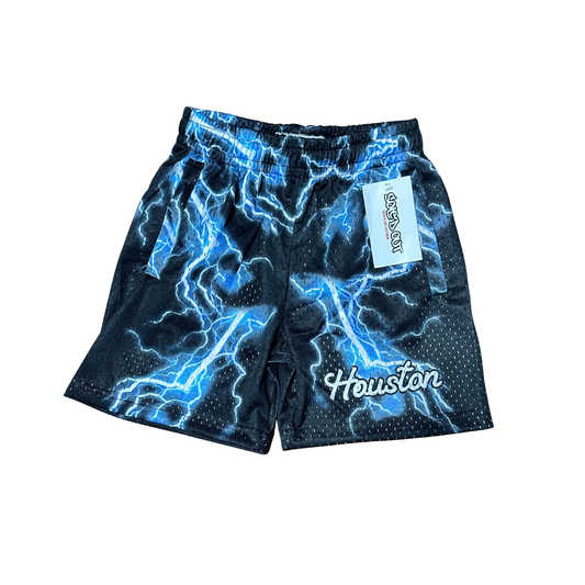 Houston Lighting Bolt Mesh Shorts - Black