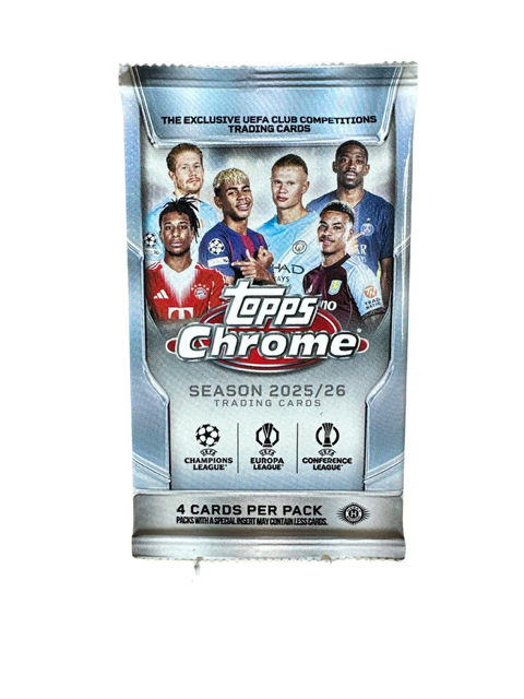 Topps Chrome® UEFA Club Competitions 2025-26 - 1 PACK (4 cards per pack)